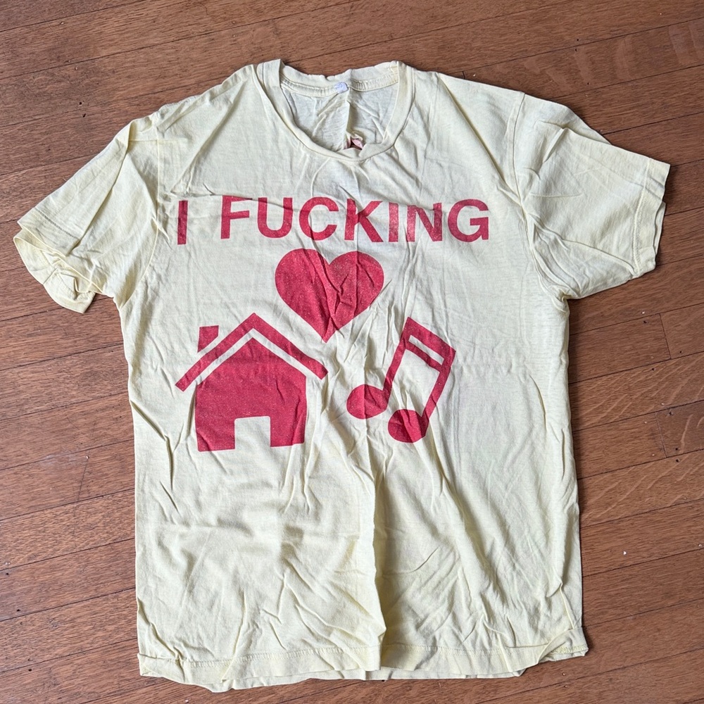 2011 Identity Festival Graphic Tee with Red Print “I F’ing Love House Music”